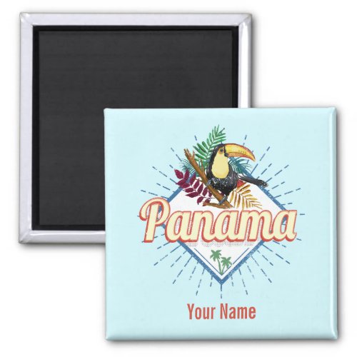 Panama City Toucan Retro Palm Trees Vintage Magnet