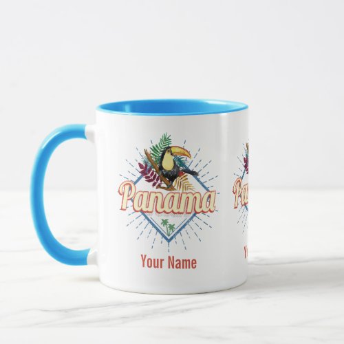 Panama City Toucan Retro Palm Trees Vintage Mug