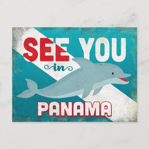 Panama Dolphin _ Retro Vintage Travel Postcard