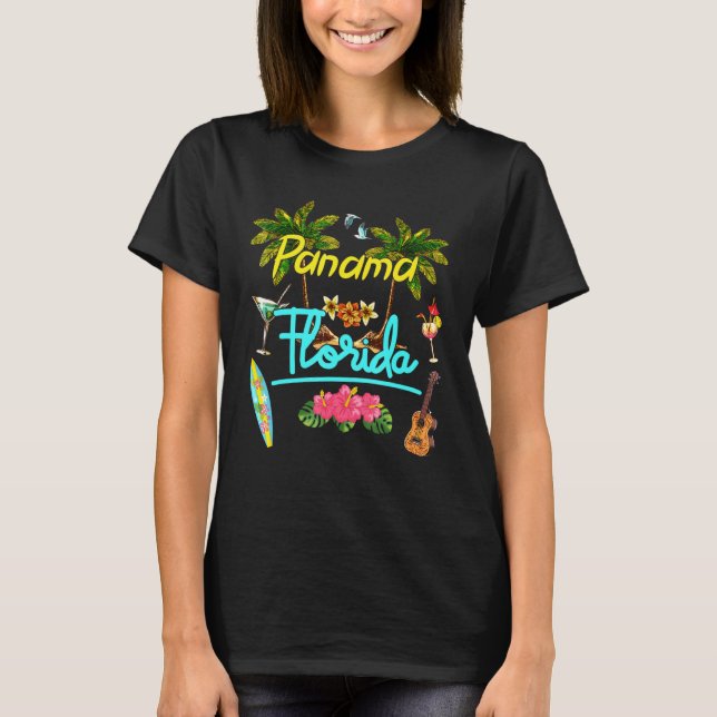 Panama Florida Beach Summer Palm Surf Sun Set Palm T-Shirt (Front)
