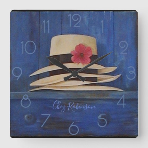 Panama Hats Personalised Square Wall Clock