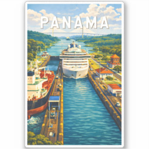 Panama Illustration Travel Art Vintage Sticker
