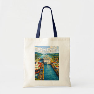 Panama Illustration Travel Art Vintage Tote Bag