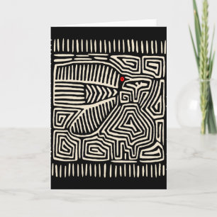 Panama Kuna Indian Mola Bird - Black White Card