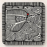 Panama Kuna Indian Mola Pajaro - Black White Beverage Coaster<br><div class="desc">Panama mola,  Kuna Indian,  San Blas Island,  kuna mola pajaro,  black white,  mola bird,  mola folk art,  Virginia Vivier,  Vagabond Folk Art,  indie art,  boho decor,  ghost alien,  voodoo,  magic,  Shaman spirit.</div>