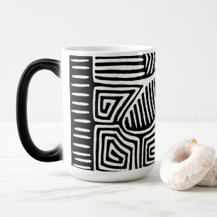 Panama Kuna Indian Mola Pajaro - Black White Color Morph Mug
