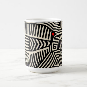 Panama Kuna Indian Mola Pajaro - Black White Color Morph Mug