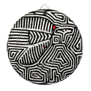 Panama Kuna Indian Mola Pajaro - Black White Dart Board