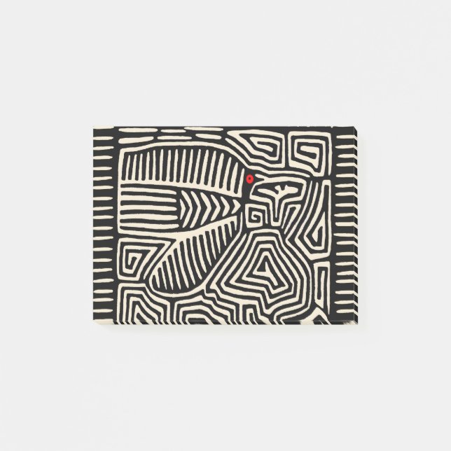 Panama Kuna Indian Mola Pajaro - Black White Post-it Notes (Front)