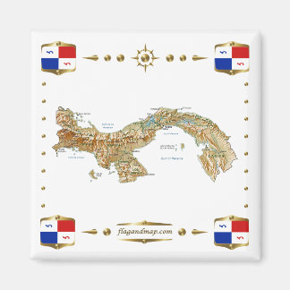 Panama Map + Banners Magnet