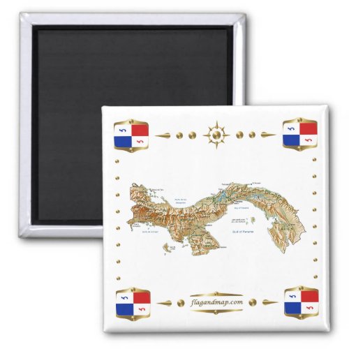 Panama Map  Banners Magnet
