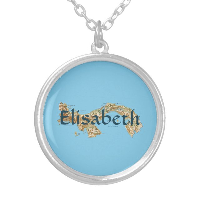 Panama Map + Name Necklace (Front)