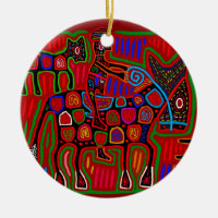 Panama Mola - Save a Horse Ride a Cowboy Ceramic Ornament