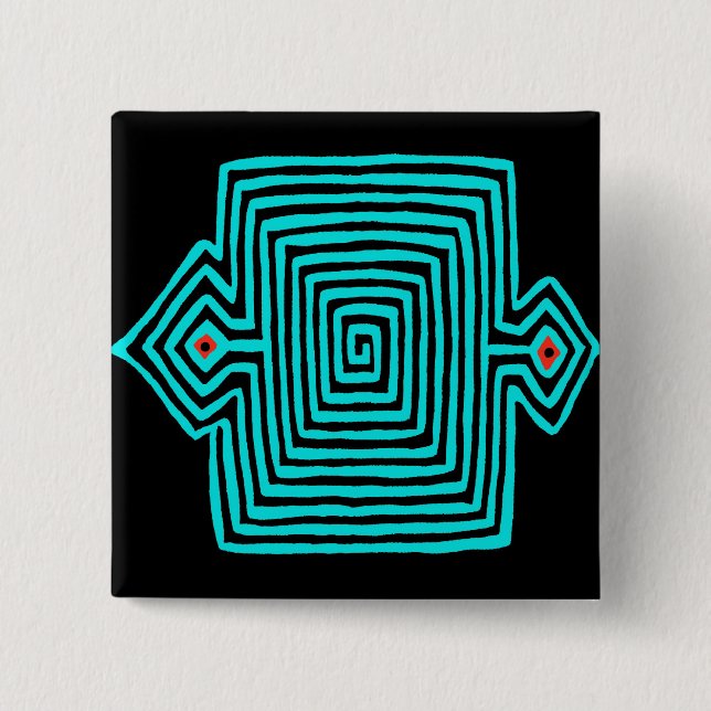 Panama Mola Tortoise - Blue Black Button (Front)