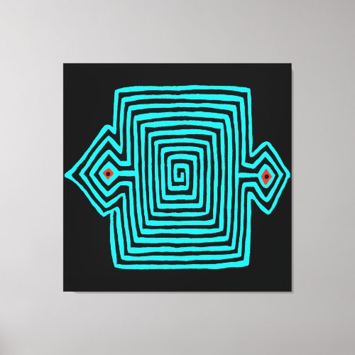 Panama Mola Tortoise - Blue Black Canvas Print
