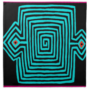 Panama Mola Tortoise - Blue Black Cloth Napkin