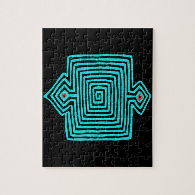 Panama Mola Tortoise - Blue Black Jigsaw Puzzle (Vertical)