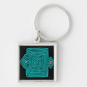 Panama Mola Tortoise - Blue Black Keychain