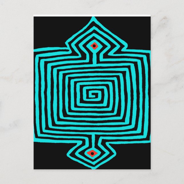 Panama Mola Tortoise - Blue Black Postcard (Front)