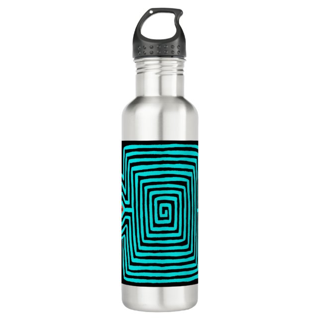 Panama Mola Tortoise - Blue Black Stainless Steel Water Bottle (Front)