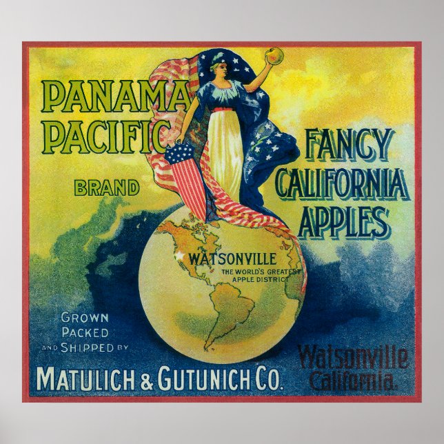 Panama Pacific Apple Crate Label Poster (Front)