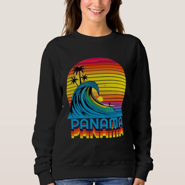 Panama Retro Throwback Surf & Beach Souvenir Sweatshirt (Front)