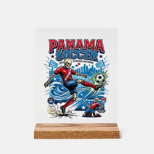 Panama Soccer Skeleton Striker Nations Poster Styl (Front)