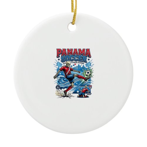 Panama Soccer Skeleton Striker Nations Poster Styl Ceramic Ornament