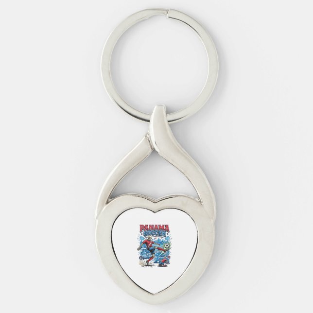 Panama Soccer Skeleton Striker Nations Poster Styl Keychain (Front)