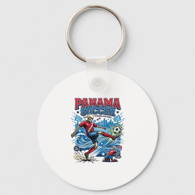 Panama Soccer Skeleton Striker Nations Poster Styl Keychain (Front)
