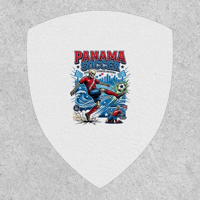 Panama Soccer Skeleton Striker Nations Poster Styl Patch (Front)