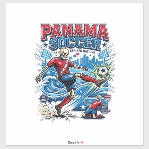 Panama Soccer Skeleton Striker Nations Poster Styl Sticker