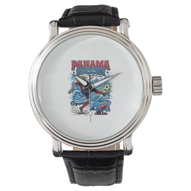 Panama Soccer Skeleton Striker Nations Poster Styl Watch (Front)