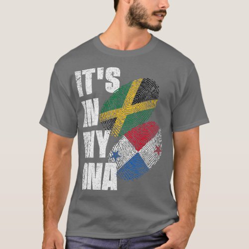 Panamanian And Jamaican Mix DNA Flag Heritage T_Shirt