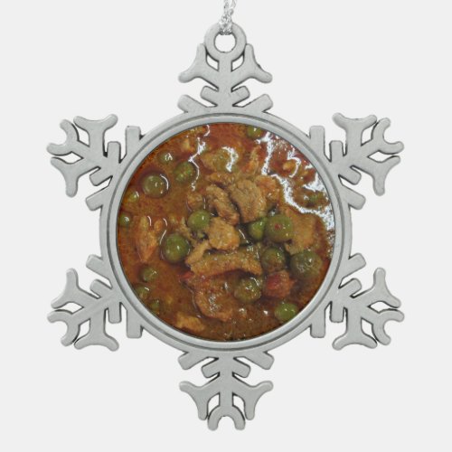 Panang Thai Curry พะแนง  Thailand Street Food Snowflake Pewter Christmas Ornament