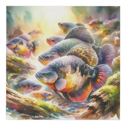 Panaque Fish 040624AREF105 _ Watercolor Faux Canvas Print