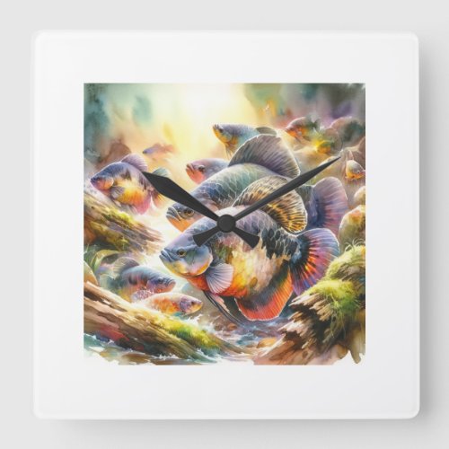 Panaque Fish 040624AREF105 _ Watercolor Square Wall Clock
