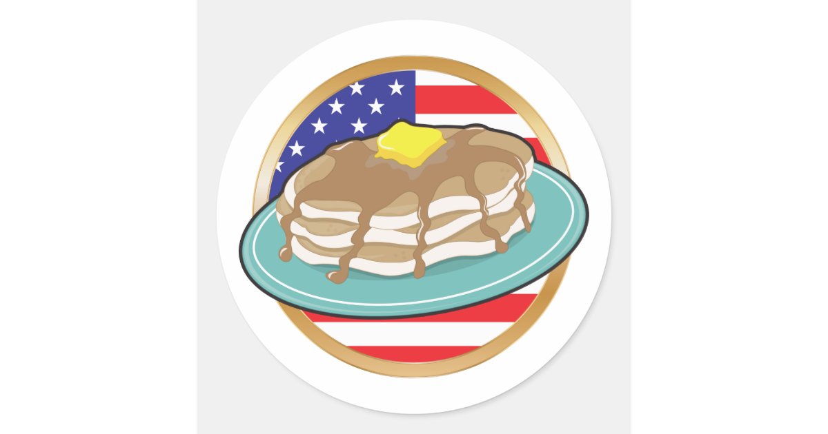 Pancake American Flag Classic Round Sticker Zazzle