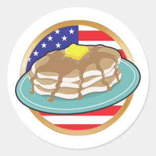 Pancake American Flag Classic Round Sticker