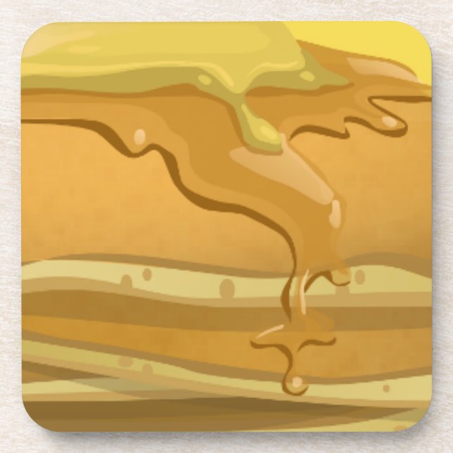 Pancake and maple syrup cute beverage coaster (Front)