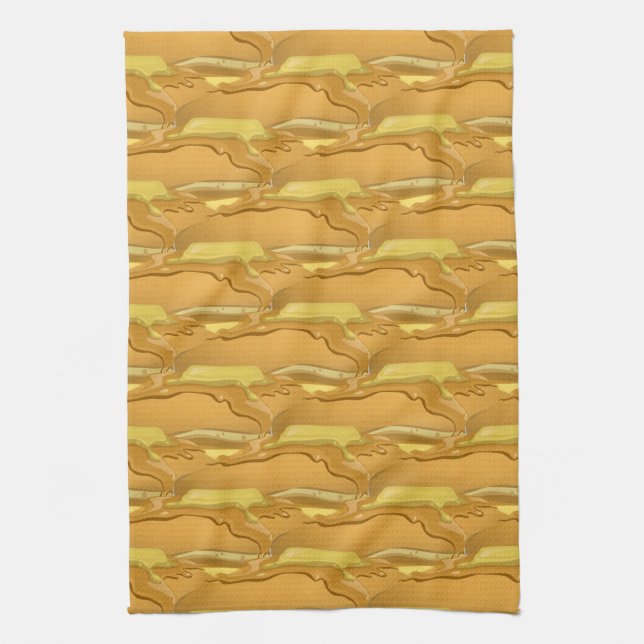 Pancake and maple syrup cute pattern kitchen towel (Vertical)