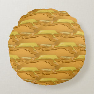 Pancake and maple syrup cute round pillow