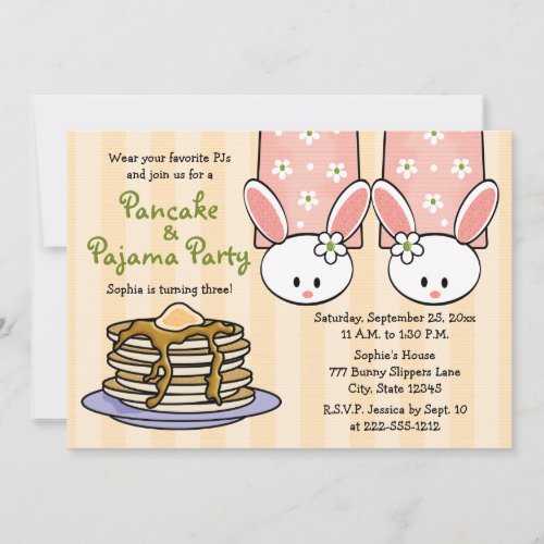 Pancake and Pajama Birthday Party Invitations
