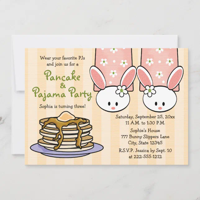 Pancake and Pajama Birthday Party Invitations Zazzle