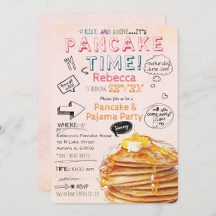 Pancake and Pajama Party Birthday Invitation