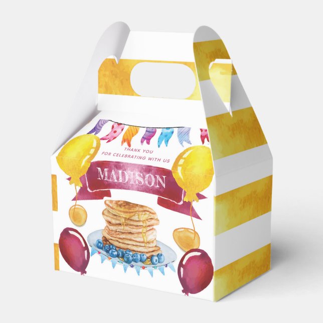 Pancake and Pajamas Birthday Favor Boxes (Front Side)