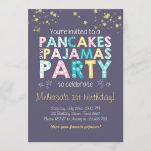 Pancake and Pajamas birthday invitation