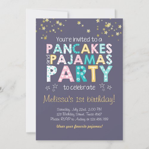 Pancake and Pajamas birthday invitation