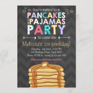 Pancake and Pajamas birthday invitation