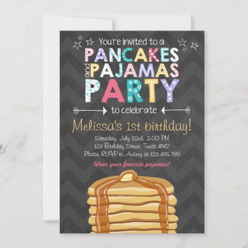 Pancake and Pajamas birthday invitation